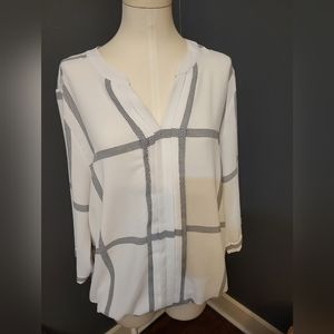 White with black stripes blouse size xl.